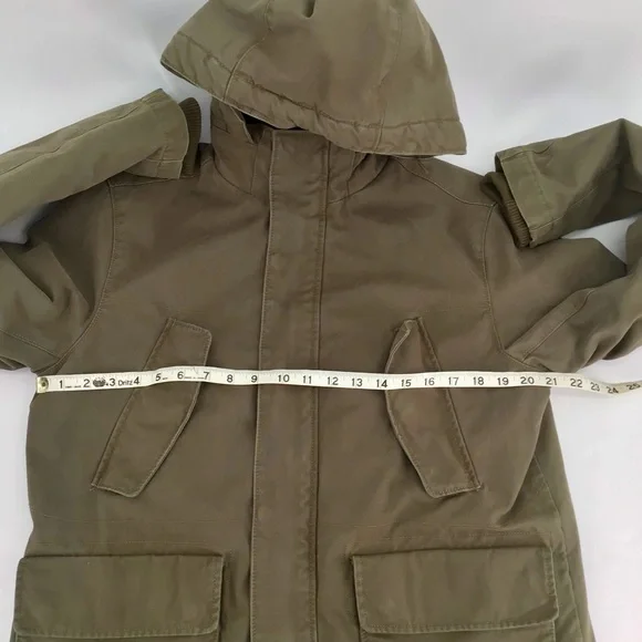 GAP Military Utility Green Quilted Sherpa Lined Jacket with Hood Size Small